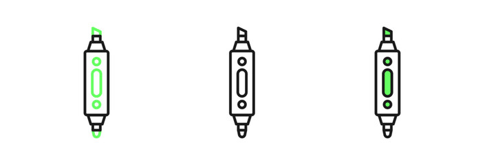 Set line Marker pen icon isolated on white background. Vector