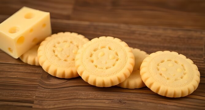 cheese cookies on a wooden table