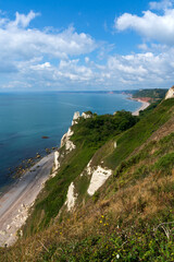 View towards Dusncombe Cliff, near Sidmouth, Devon, England
