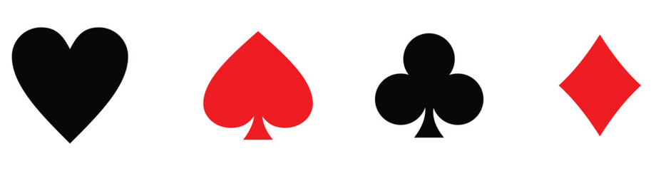 Suit deck of playing cards. hearts diamonds clubs spades symbol. transparent png and vector illustration.