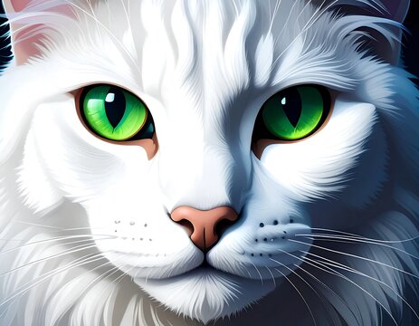 Close-up portrait of a white cat