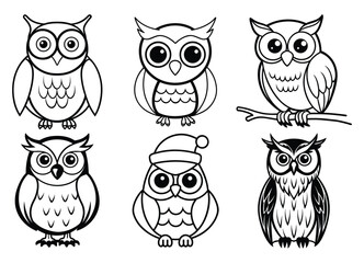 Cute Owl Character in Black Silhouette Style – Vector Illustration for Kids & Nature Art

