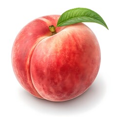 Red Globe Peach Bold Ruby-Red Peach with Lush Juiciness and Smooth Skin on Clean White Background, Capturing Vibrant Freshness and Eye-Catching Appeal for Stock Photography