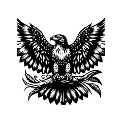 Obraz premium Majestic Eagle Perched on Branch with Wings Spread.