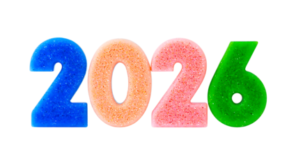 Colorful 2026 Glitter Numbers PNG Transparent Background