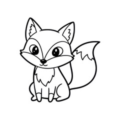 Obraz premium Cute cartoon fox outline drawing on transparent background