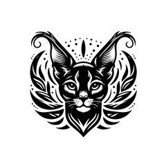 Obraz premium Stylized Black Caracal Head with Ornate Details.