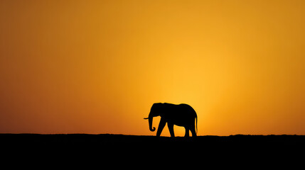 Fototapeta premium Elephant Silhouette Against Vibrant Sunset
