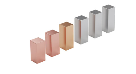 Metallic Gradient Bars: 3D Render of Geometric Shapes