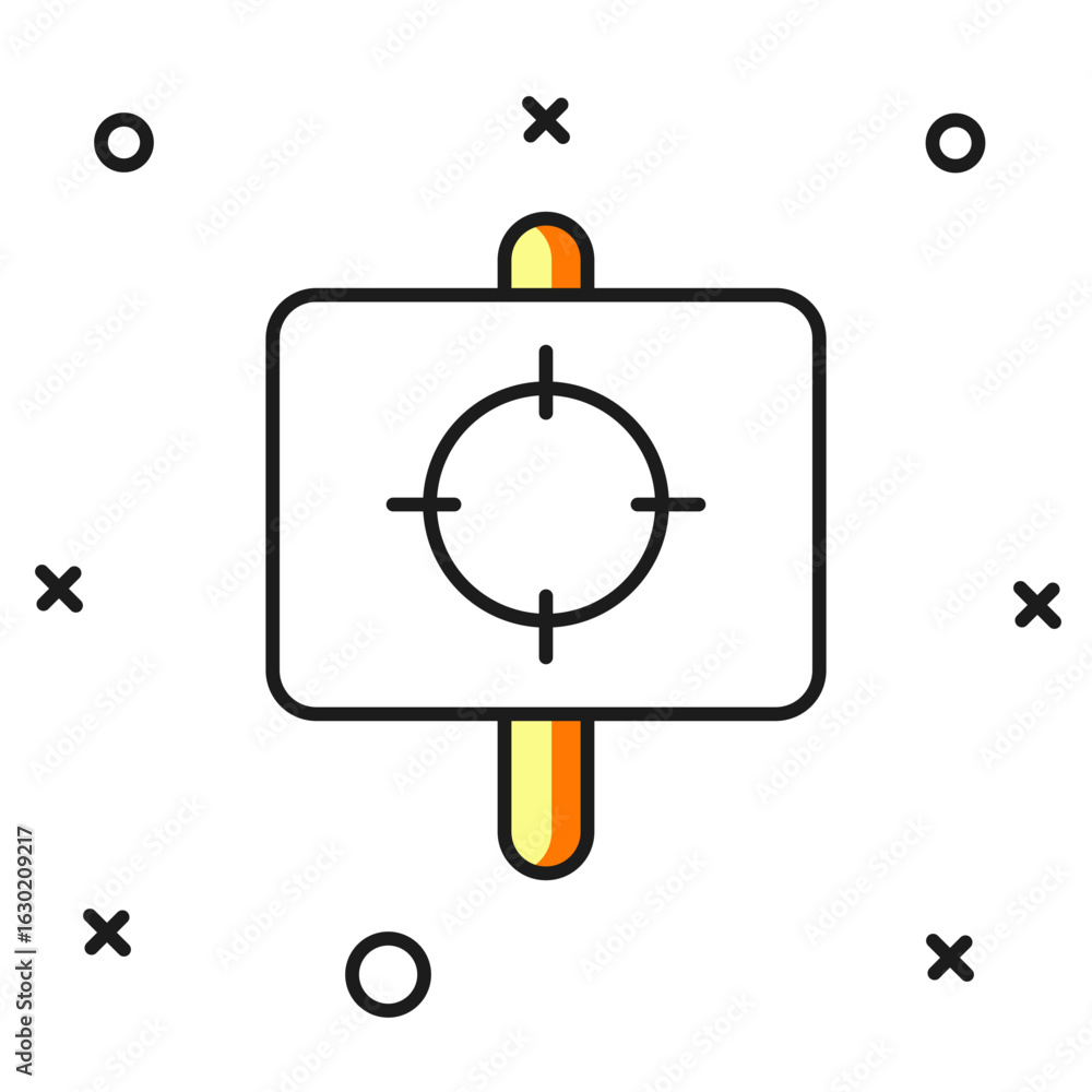 Aufkleber filled outline target sport icon isolated on white background. clean target with numbers for shootin