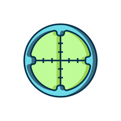 Filled outline Sniper optical sight icon isolated on white background. Sniper scope crosshairs. Flat filled outline style with shadow. Vector