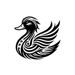 Obraz premium Stylized Black Duck Tribal Tattoo Design.