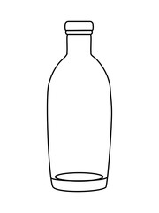 Hand drawn Clear empty glass bottle with white plastic screw cap on vector illustration isolated on white background. background realistic vector mockup. Liquid product packaging mock-up
