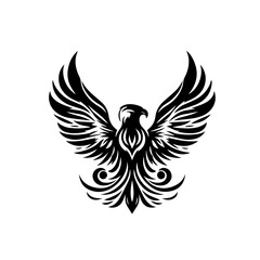 Obraz premium Stylized Black Eagle with Spread Wings.