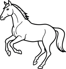 Black vector silhouette of a running wild stallion with flowing mane and tail