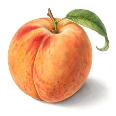 Autumn Prince Peach Regal Blush Peach with Velvety Skin and Warm Autumn Hues on Pristine White Background, Capturing Seasonal Elegance and Freshness for Premium Stock Photography