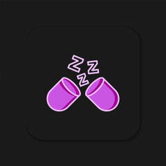 Filled outline Sleeping pill icon isolated on black background. Flat filled outline style with shadow. Vector