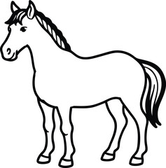 Black vector silhouette illustration of a running horse