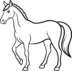 Black and white horse vector illustration for a wild running stallion or pony design