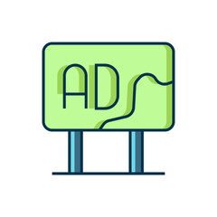 Filled outline Advertising icon isolated on white background. Concept of marketing and promotion process. Responsive ads. Social media advertising. Flat filled outline style with shadow. Vector