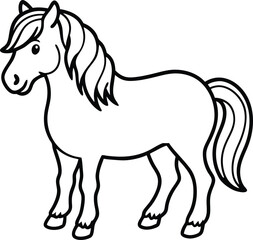 Obraz premium Black and white vector illustration of a running horse silhouette with flowing mane