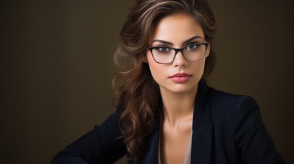 Fototapeta premium Confident woman with glasses in a professional setting
