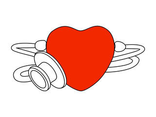 Vector hand drawn illustration Heart and stethoscope design for health day on hand,World Heart Day concept,World Organ Donation Day with Heart for Transplantation,Important day on 29 September.