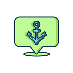 Filled outline Anchor icon isolated on white background. Flat filled outline style with shadow. Vector