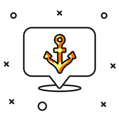 Filled outline Anchor icon isolated on white background. Flat filled outline style with shadow. Vector
