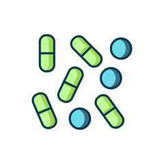 Filled outline Medical pill bottle biohacking icon isolated on white background. Pharmacy biohacking. Flat filled outline style with shadow. Vector