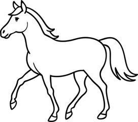 Black silhouette vector illustration of a running horse