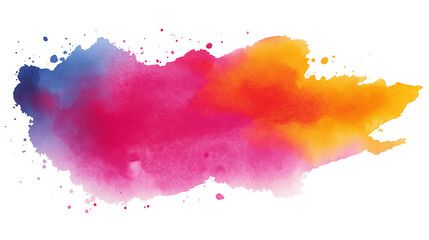 Obraz premium Hand-painted watercolor splash blending soft blue, pink, and orange tones on a transparent background. Ideal for design overlays, digital art, and creative branding.