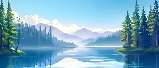 mountain landscape with lake