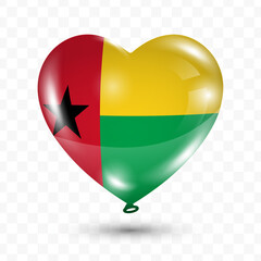 Vector illustration of a Guinea-Bissau country love balloon on transparent background. Flying love balloons for Independence Day celebration