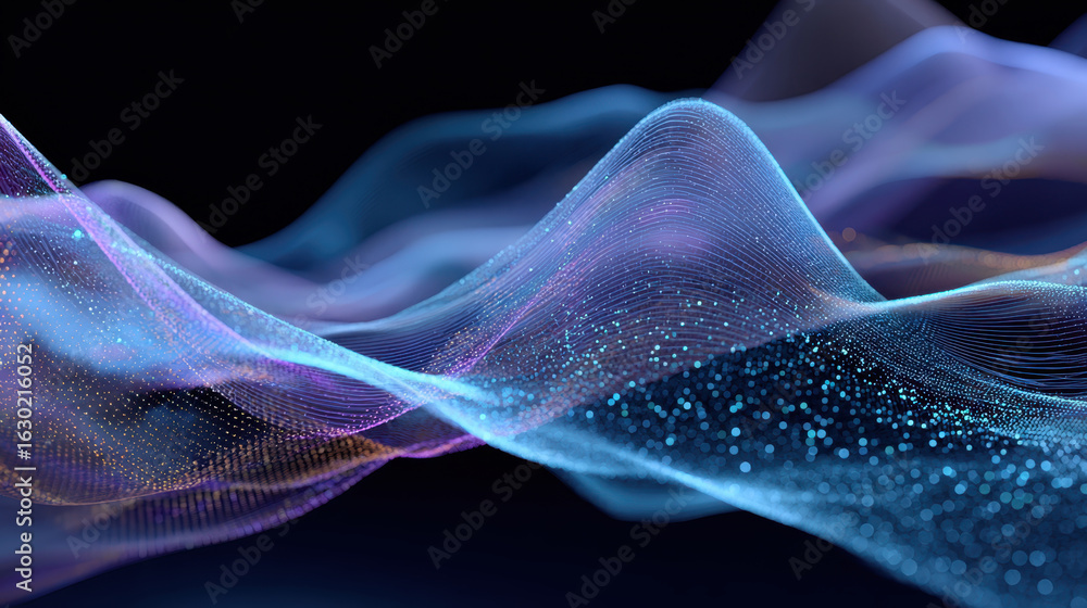 Poster abstract data flow: captivating visualization of intricate digital data streams, featuring luminesce
