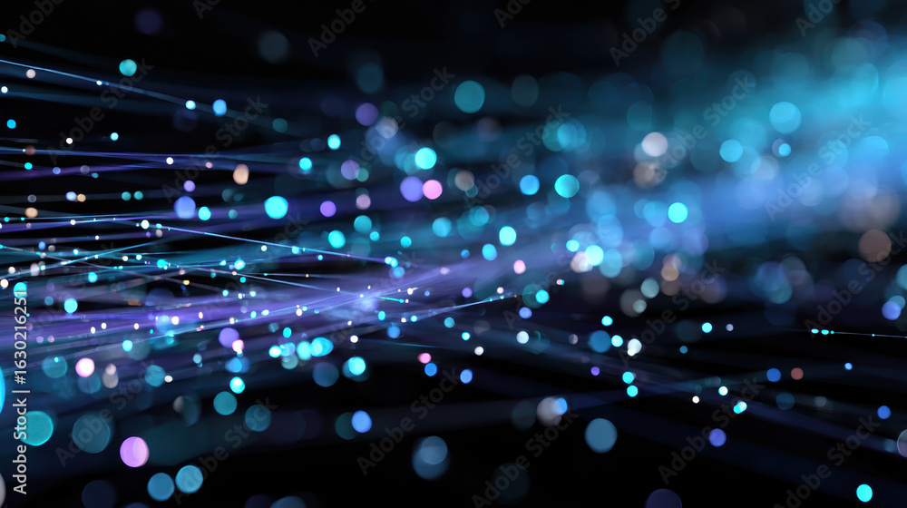 Aufkleber abstract light particles in a network: a radiant digital artwork showcasing a dynamic network of int