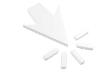 3d cursor mouse icon. click pointer concept. Minimal cartoon computer mouse pointer with click effect for web ui ux digital technology isolated on white transparent background. 3d render