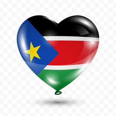 Vector illustration of a South Sudan country love balloon on transparent background. Flying love balloons for Independence Day celebration