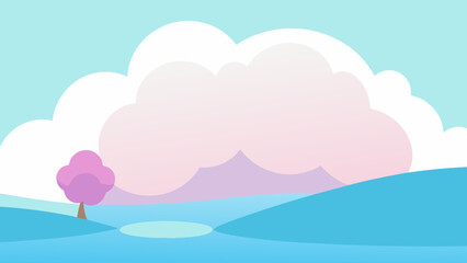 Fototapeta premium calm lake pink sky scenic sunset