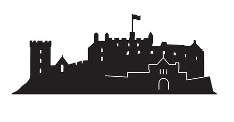 Naklejka premium Edinburgh Castle Silhouette Vector