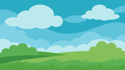 Fototapeta premium cloudy sky green meadow nature scene