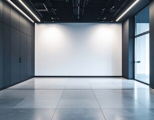 Obraz premium A modern empty room with a big blank wall and concrete floor