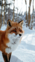 Obraz premium Serene Fox in Snowy Forest Soft Light Winter Wonderland Wildlife Animal Photography