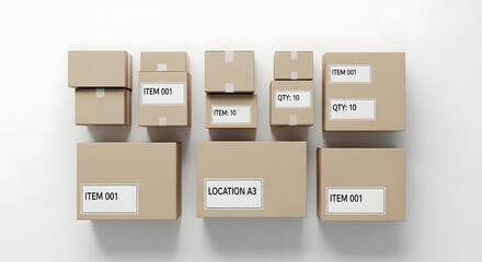 Neatly arranged cardboard boxes for efficient storage, shipping, and logistics, symbolizing organized inventory management and supply chain operations.