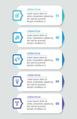 Business infographic template with 5 options or steps. Can be used for workflow layout, diagram, annual report, web design	
