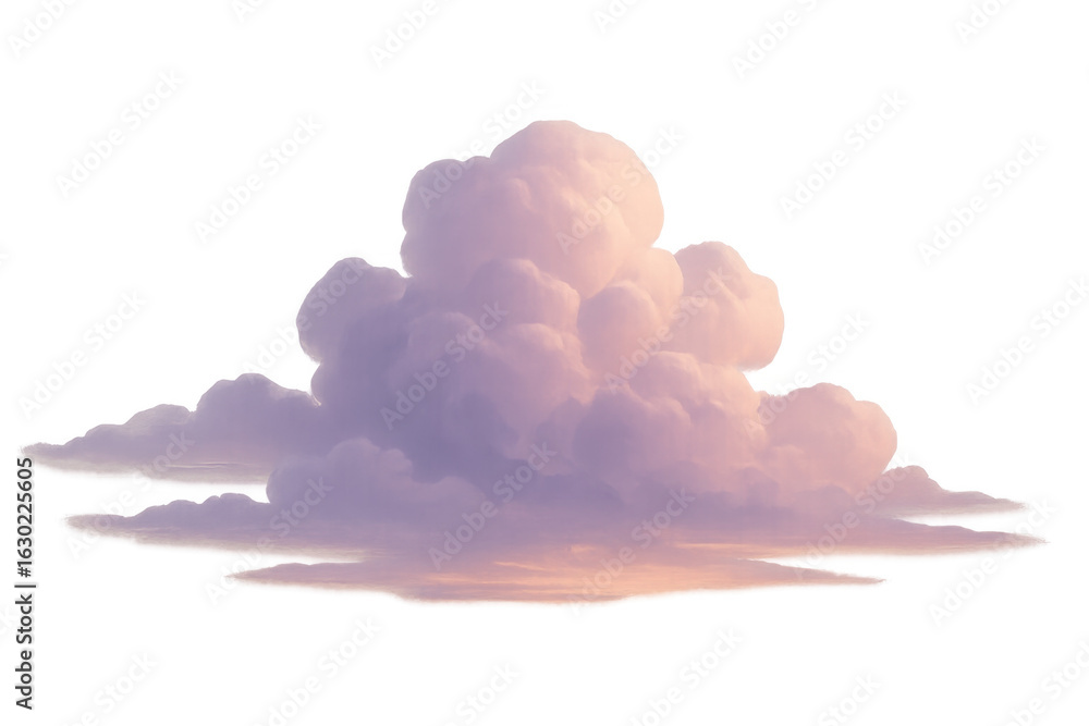 Poster pastel cumulus clouds floating softly against transparent background, creating ethereal mood for des