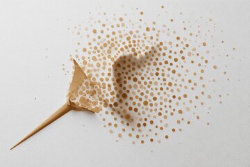 Obraz premium Abstract paper art with a pointed form and a textured, dot-filled explosion