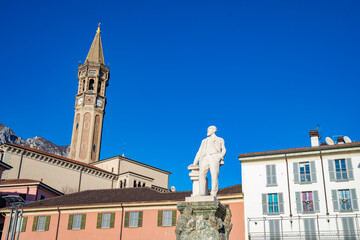 Historic Piazza Mario Cermenati and Statue in Lecco