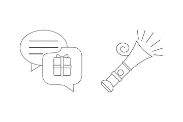 Gift message and party horn present speech bubble