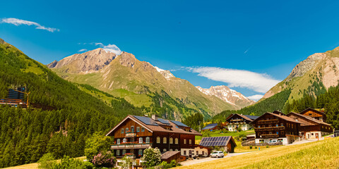 Alpine summer view at Kalser Glocknerstrasse road, Kals, Lienz, Tyrol, Austria